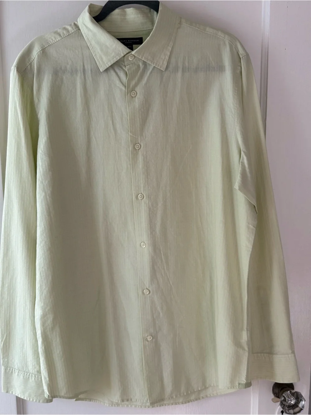 Banana Republic Pale Mint Lime Green Long-Sleeve Dress Shirt size Large